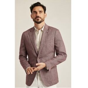 Bonobos Jetsetter Unconstructed Italian Blazer Linen Eggplant Burgundy Slim Fit